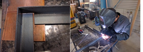 プラズマ切断作業台銅板で隙間溶接