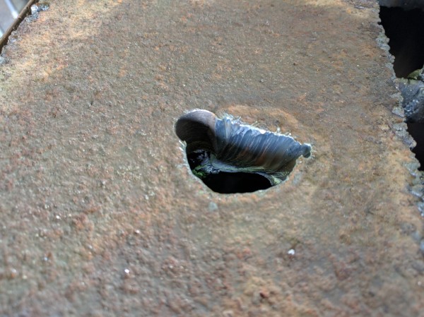 厚み20mmの鉄板の穴あけ