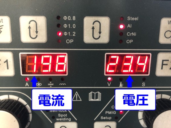 パルスミグ溶接機, 操作パネル