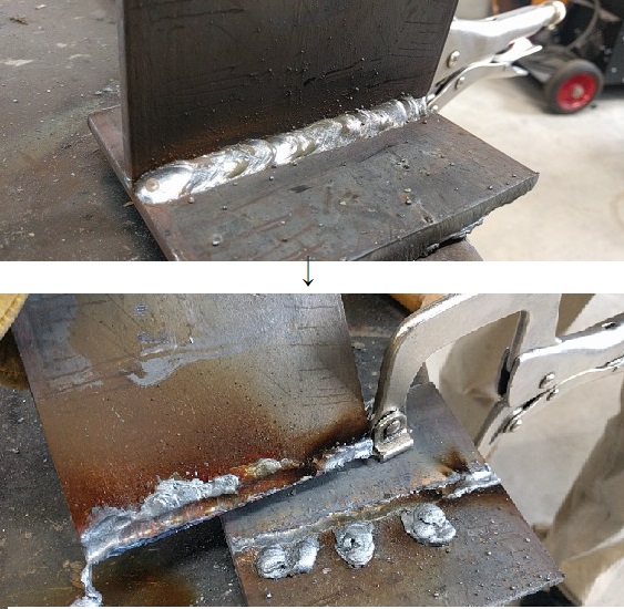 軟鋼隅肉溶接+はつり後